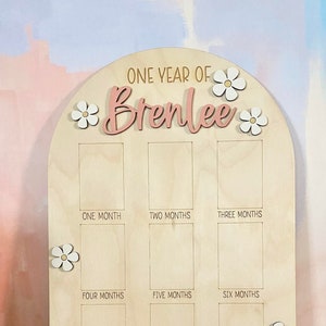 First Birthday Photo Board: Monthly Milestone Display, 3D Name