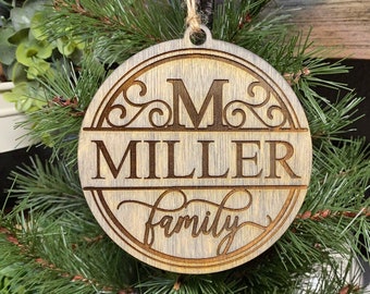 Personalized Christmas Ornament, Last Name Ornament, 2021 Ornament, Farmhouse Ornament, Customized Family Ornament