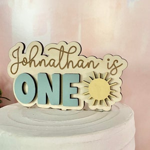 Personalized Sun ONE Cake Topper: Boho First Birthday Decor