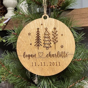 Couples Name Ornament, Personalized Christmas Ornament, 2022 Ornaments, for Couples, First Christmas Together Gift, Newlywed Ornaments