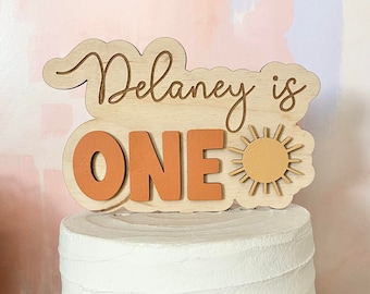 Personalized Sun ONE Cake Topper: Boho First Birthday Decor