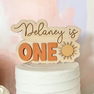 Personalized Sun ONE Cake Topper: Boho First Birthday Decor