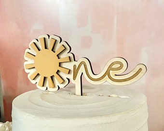 Sun Boho Cake Topper, First Birthday Decorations, 3D Wood Cake Topper, Boho Birthday Decor, Sun ONE Cake Topper