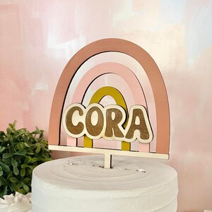 Boho Rainbow Cake Topper, Personalized Rainbow Cake Topper, Baby Shower Cake Topper, Boho Cake Topper, Birthday Decor, Wood Cake Topper