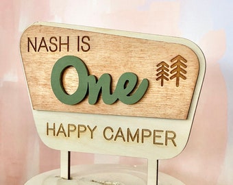 National Park Sign Cake Topper, One Happy Camper, Camping 1st Birthday Party, First Birthday Decor, Outdoor Theme Birthday