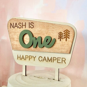 National Park Sign Cake Topper, One Happy Camper, Camping 1st Birthday Party, First Birthday Decor, Outdoor Theme Birthday