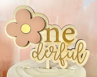 ONEderful Boho Daisy Cake Topper, First Birthday Cake Topper, Boho Flower Cake Topper,  Kids Birthday Decor, First Birthday Decor