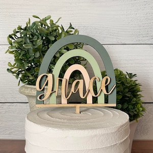 Boho Rainbow Cake Topper, Personalized Rainbow Cake Topper, Baby Shower Cake Topper, Boho Cake Topper, Birthday Decor, Wood Cake Topper