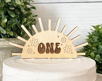 Sun Cake Topper, Boho Cake Topper, First Birthday Cake Topper, Groovy Cake Topper, Retro Cake Topper