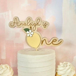 Sweet One Birthday Cake Topper Customized with Name, First Birthday Decor, Wood Cake Topper, Lemon Citrus Theme Birthday, Boho Cake Topper