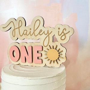 Personalized Sun ONE Cake Topper: Boho First Birthday Decor