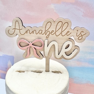 Coquette Cake topper, Bow Cake Topper with Custom Name and Age, Whimsical Enchanting Coquette Party Decor, Birthday Cake Topper