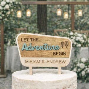 Personalized National Parks Wedding Cake Topper: Adventure Begins