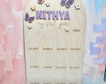 Butterfly First Birthday Photo Board: Monthly Milestone Decor