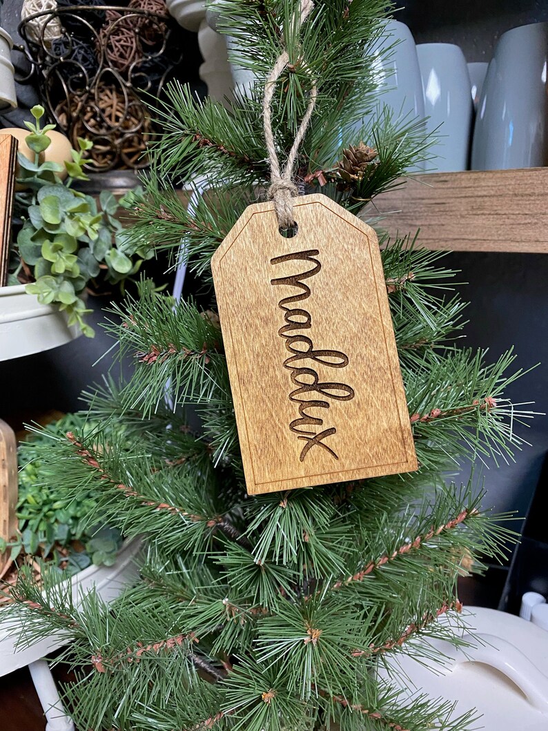 Engraved Wood Name Tags Personalized Wood Tags Stocking Etsy