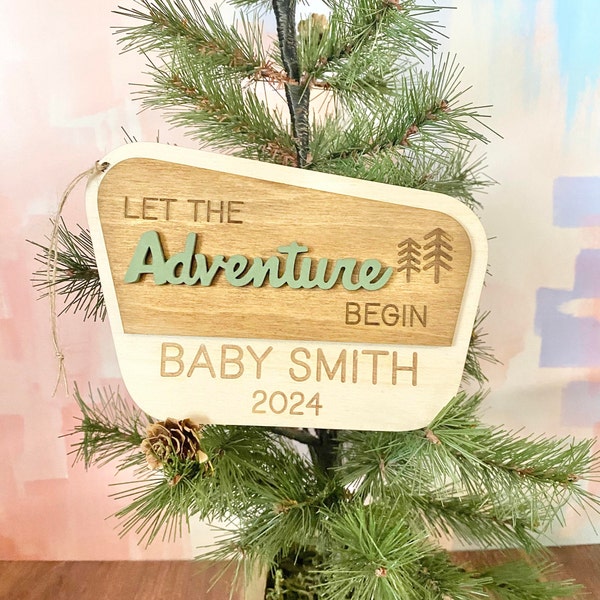 Pregnancy Announcement Ornament, For Grandparents, Baby On The Way, National Park Sign Ornament