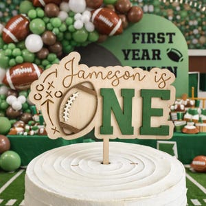 Personalized Football Cake Topper: First Birthday, Sports Party Decor image 1