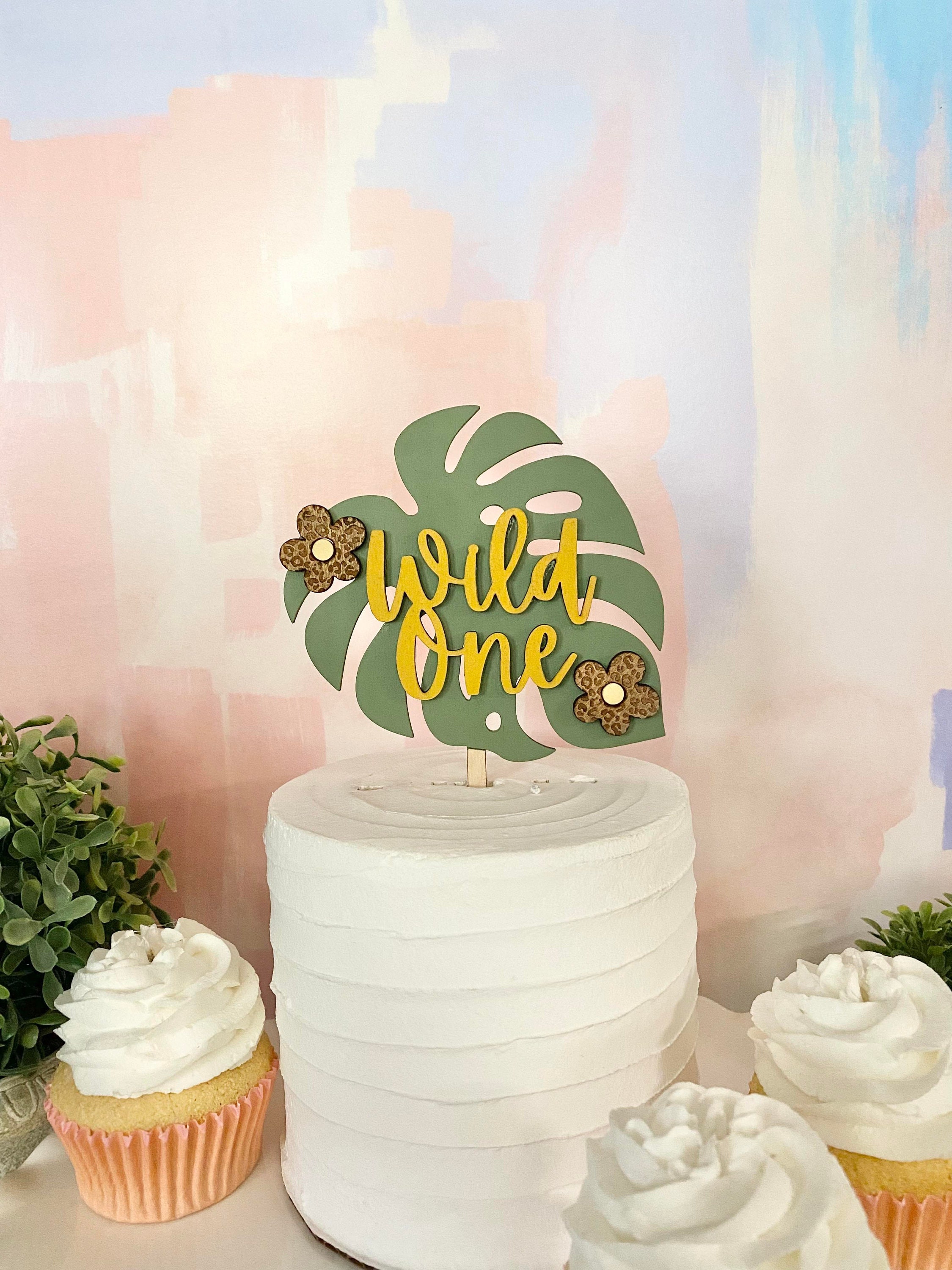 Wild One Natural Wood Cake Topper – Laser Cut Rustic Boho First Birthday Topper, "Where The Wild Things Are" Theme