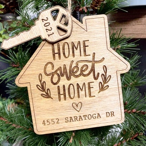 Wooden House Christmas Ornament, New Home Gift, Housewarming Gift, First Christmas In Our New Home Gift, Our First Christmas Ornament 2021