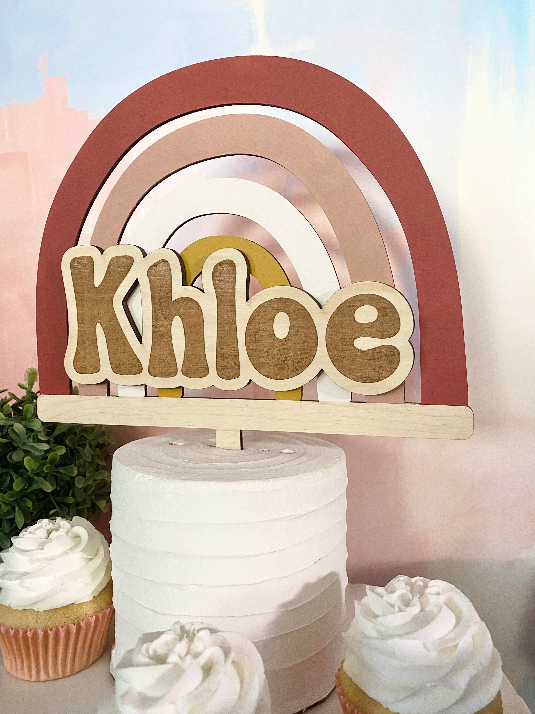 Boho Rainbow Cake Topper: Personalized Birthday Party Decor - Etsy