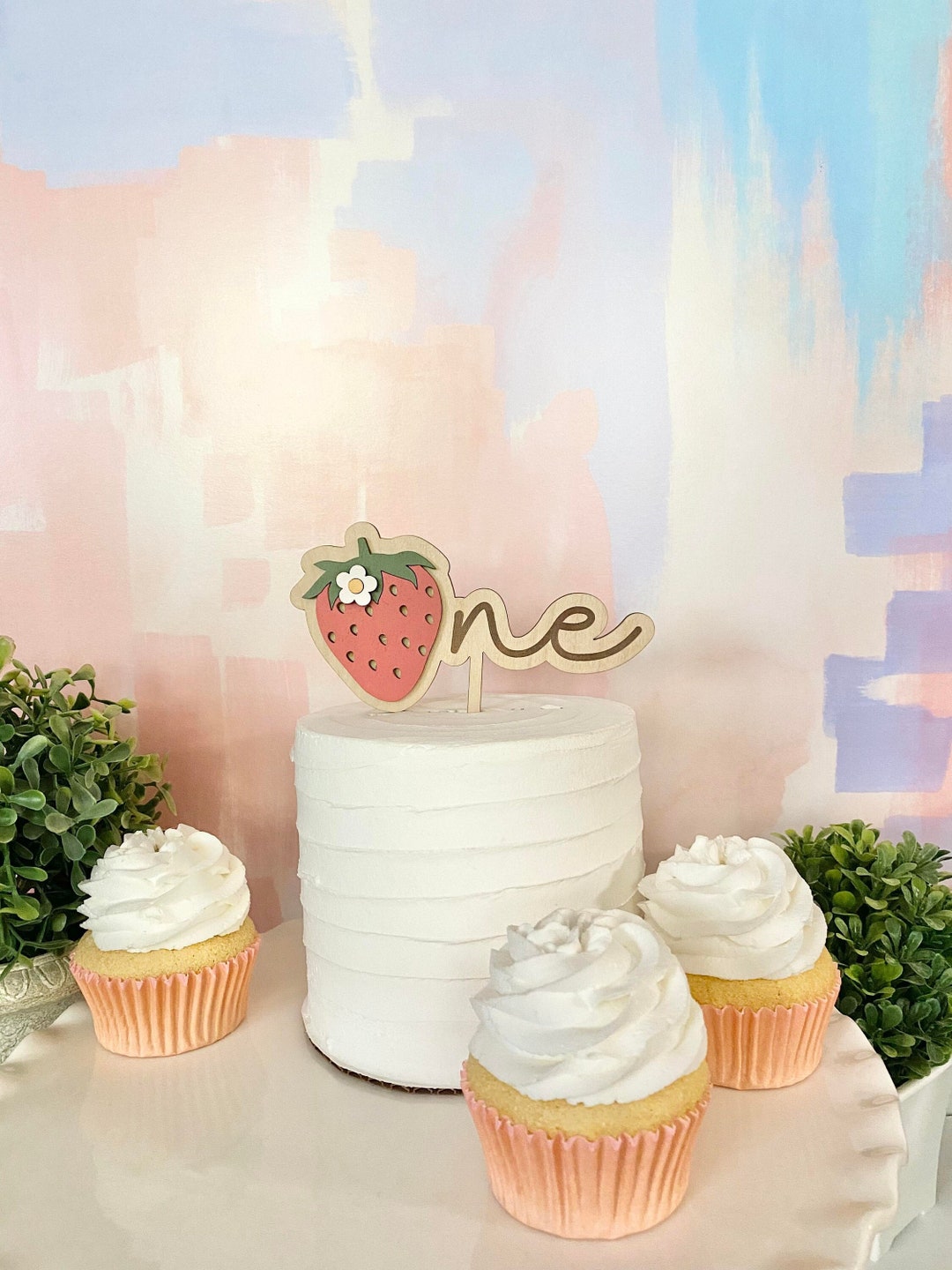 Strawberry Cake Topper: Berry First Sweet One First Birthday Decor - Etsy