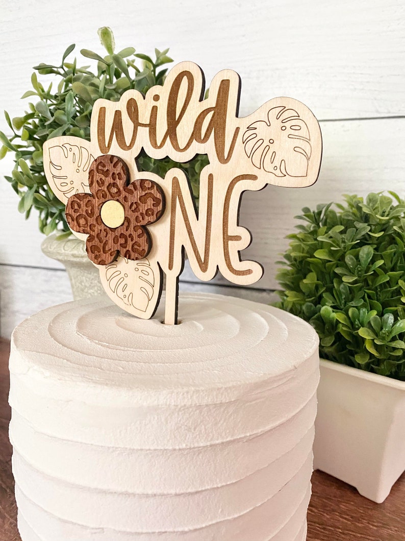 Wild One Cake Topper Boho Cake Topper Jungle Themed Party Etsy