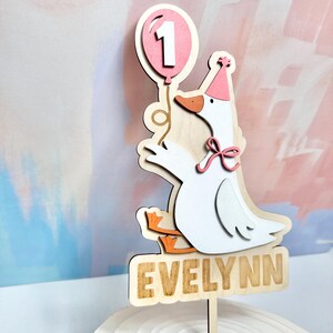 Silly Goose 1st Birthday Cake Topper: Personalized Wooden Keepsake image 8