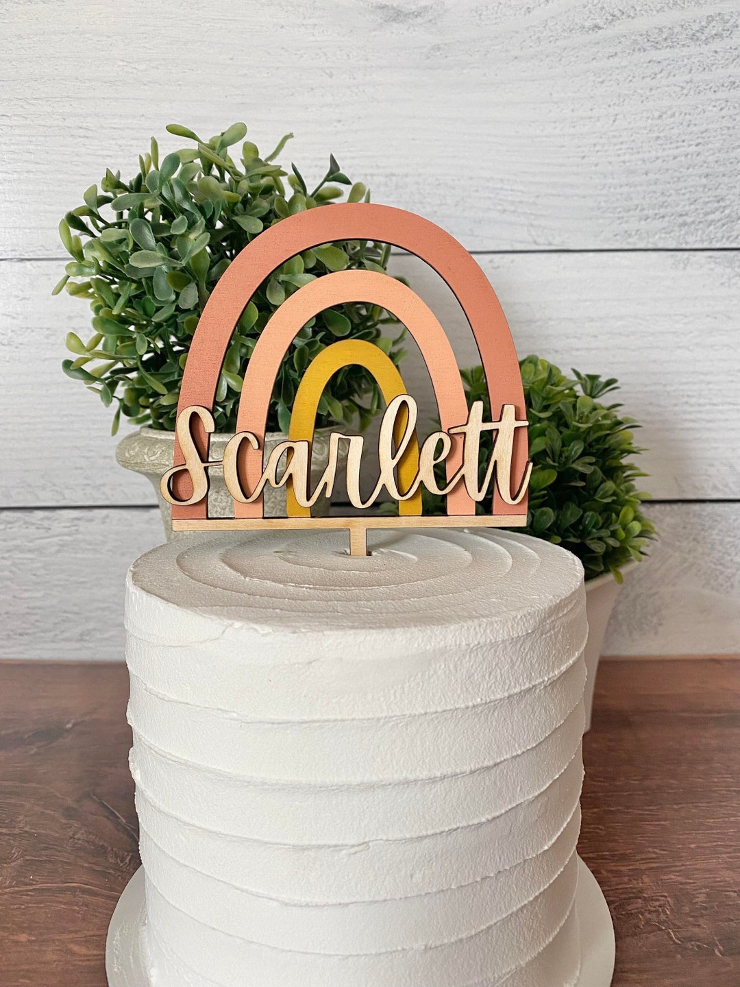 Boho Rainbow Cake Topper, Personalized Rainbow Cake Topper, Baby Shower ...
