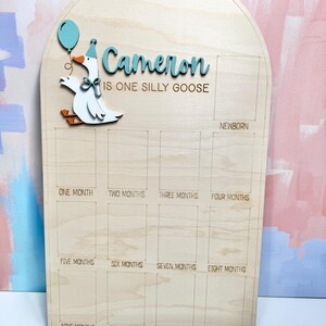 Personalized Silly Goose 1st Birthday Photo Board, Milestone Keepsake immagine 6