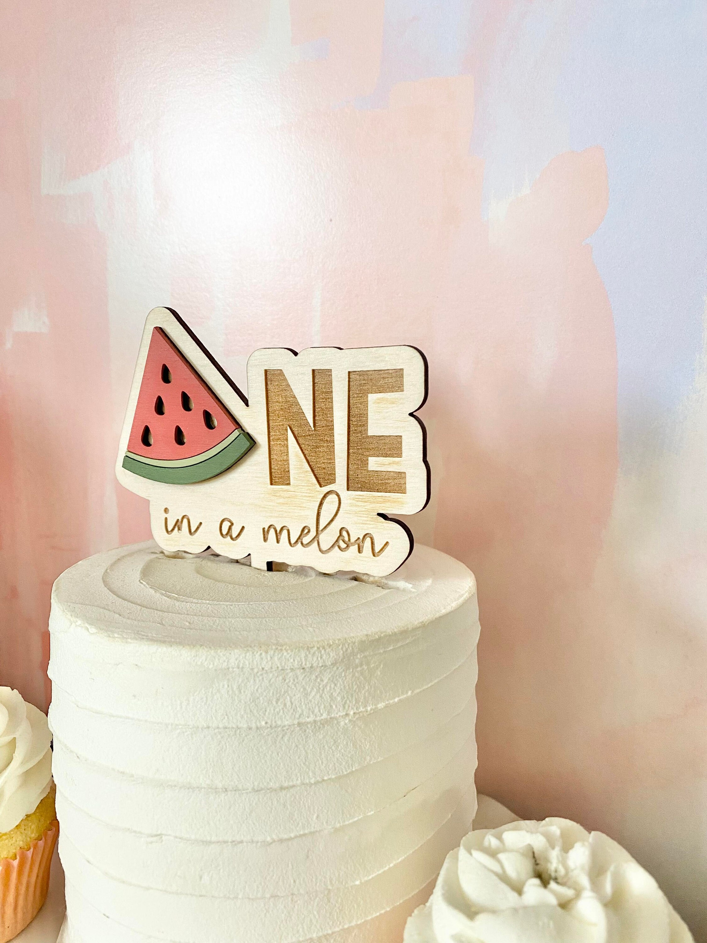 Topper Meilon One in a Melon Cake Topper Wooden Watermelon Cake Topper - Etsy