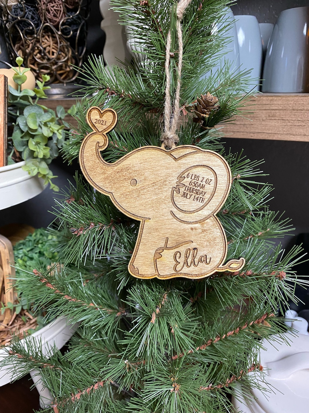 Baby Elephant Personalized, Christmas Ornaments for Baby, Newborn Gift