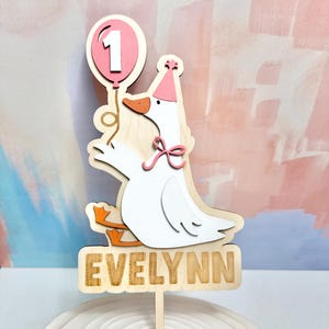 Silly Goose 1st Birthday Cake Topper: Personalized Wooden Keepsake image 9