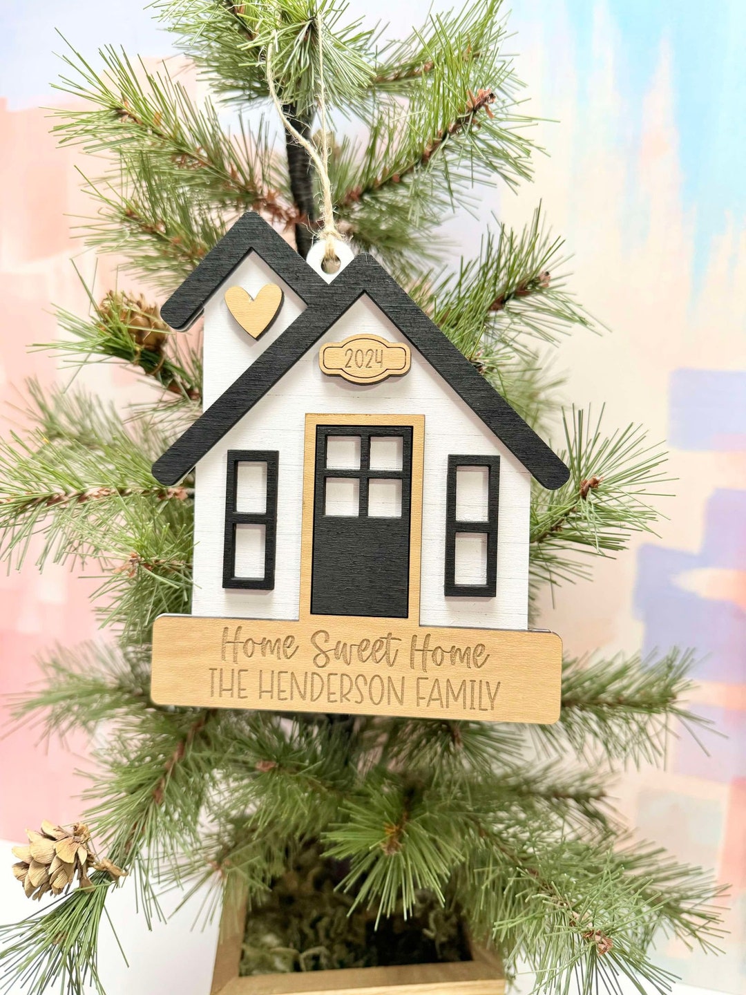 Personalized House Christmas Ornament: 3D Wood New Home Gift - Etsy