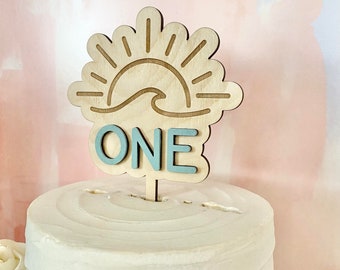 Wave Cake Topper, Beach Themed Cake Topper, Surf Themed Birthday First Birthday Cake Topper, The Big One Wave Birthday Themed Cake Topper