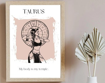 Taurus Goddess Positive Affirmation White and Pink Instant Print Digital Download. Star Sign Photo Astrology Artwork A1 A2 A3 A4 A5