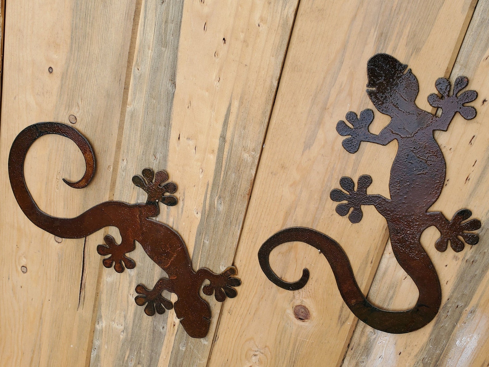 Iron Gecko Lizard Metal Wall Art Cactus Garden Decor Flat Etsy UK