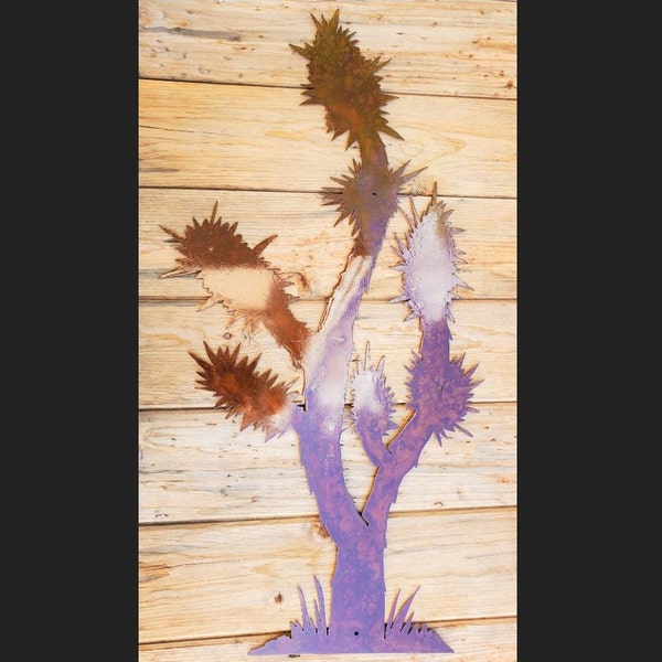Iron Joshua Tree | Metal Wall Art ~ Mounted Iron Sonoran Mojave Desert Yard Patio Garden Decor Rustic Cactus Succulent California