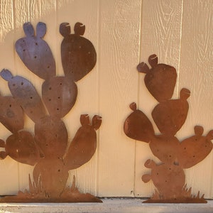 Iron Pricklypear Cactus | Metal Wall Art ~ Flat Mounted Sonoran Desert Yard Patio Garden Decor Rustic Cactus Succulent Tortoise