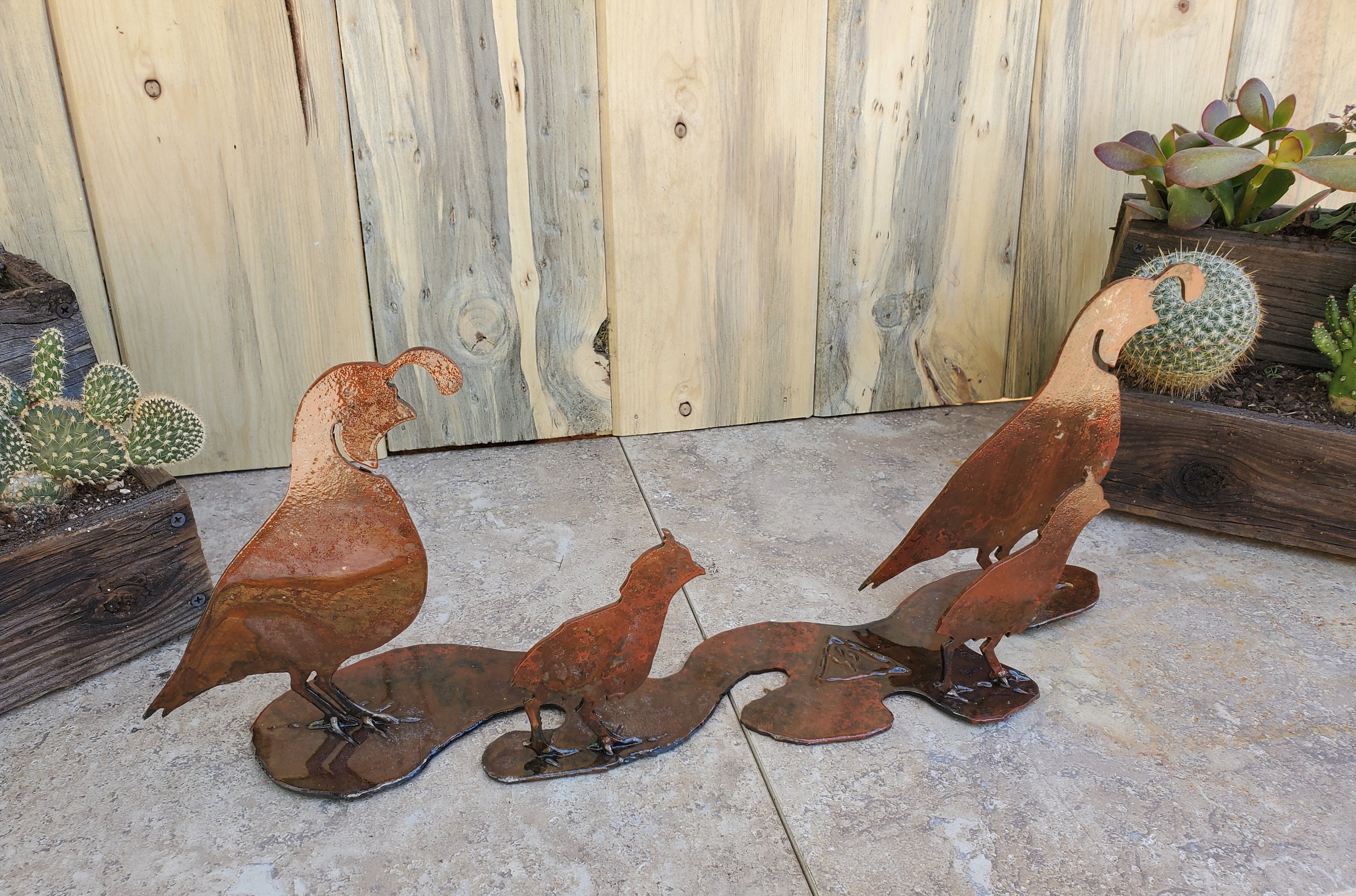Iron Quail Family on Base Metal Art 22 X 8 Etsy