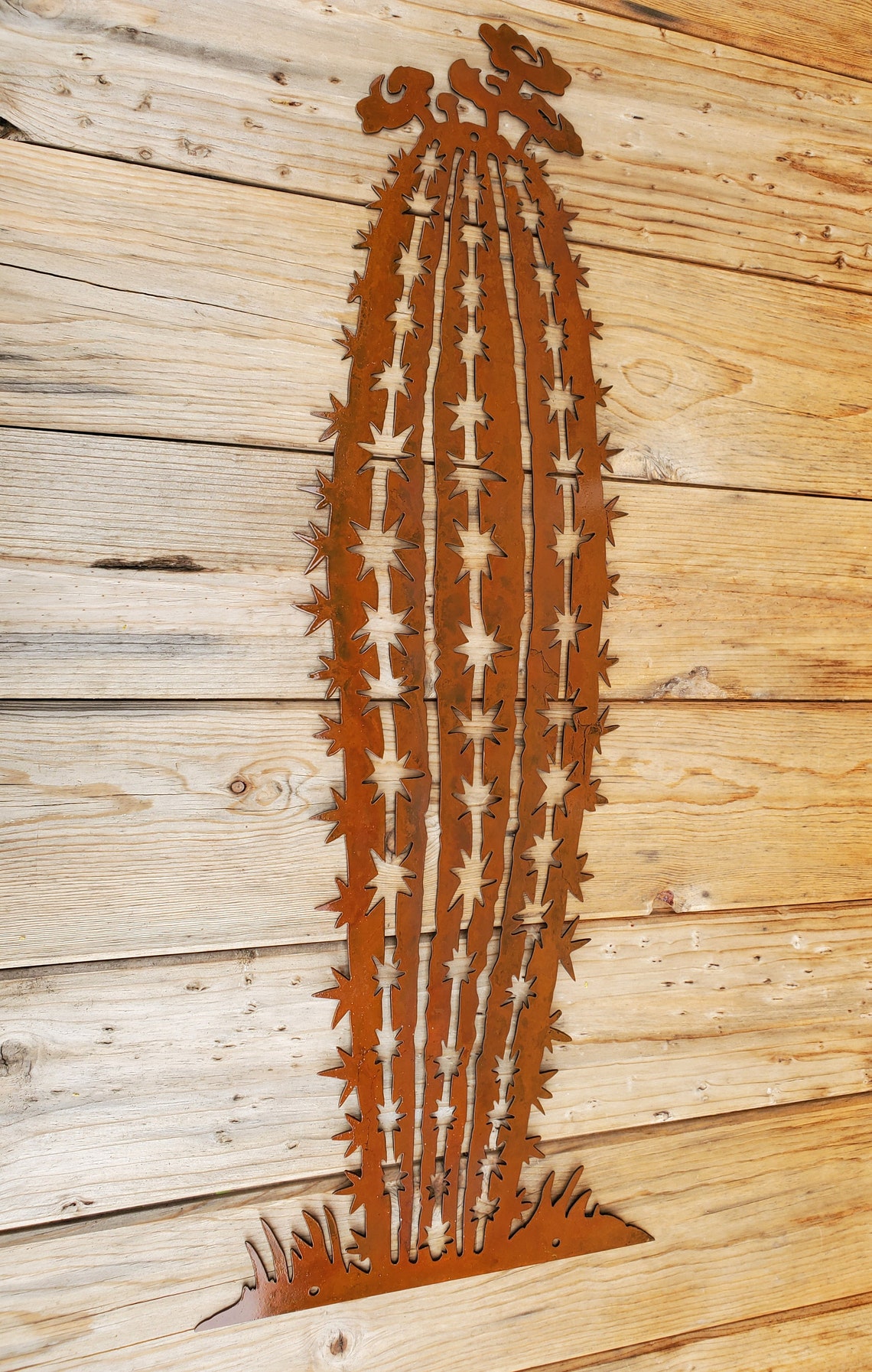 Iron Saguaro Cactus Metal Wall Art Mounted Sonoran Desert Etsy