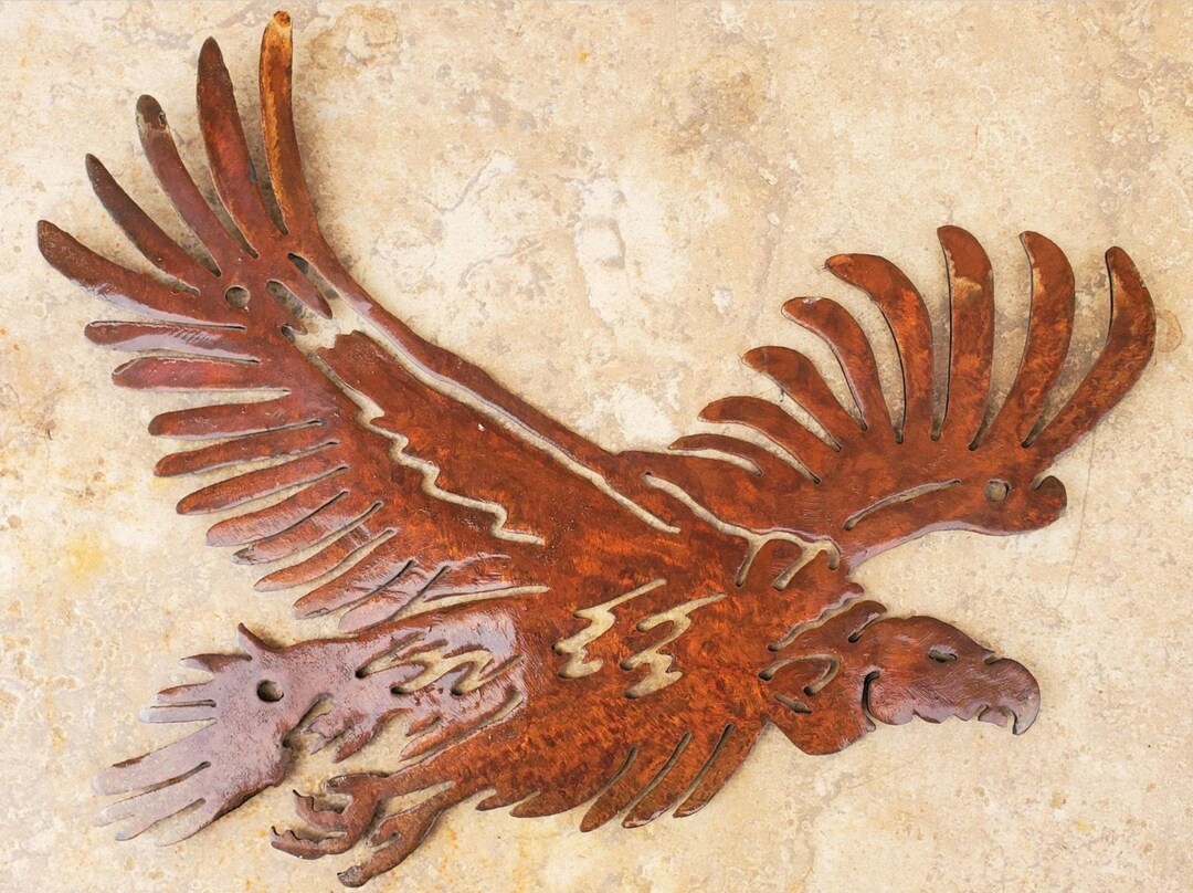 Iron Vulture Metal Wall Art Rusted Yard Patio Decor Rustic Desert River