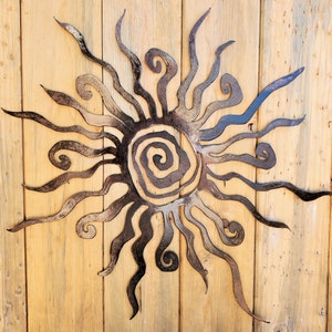 Iron Sun Spiral Metal Wall Art Kokopelli Flat Wall-Mounted Rusted Southwest Sonoran Desert Arizona Yard Decor Rustic Mexican Sol image 1