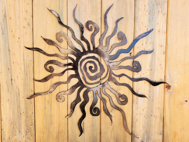 Iron Sun Spiral Metal Wall Art Kokopelli Flat Wall-Mounted Rusted Southwest Sonoran Desert Arizona Yard Decor Rustic Mexican Sol image 1