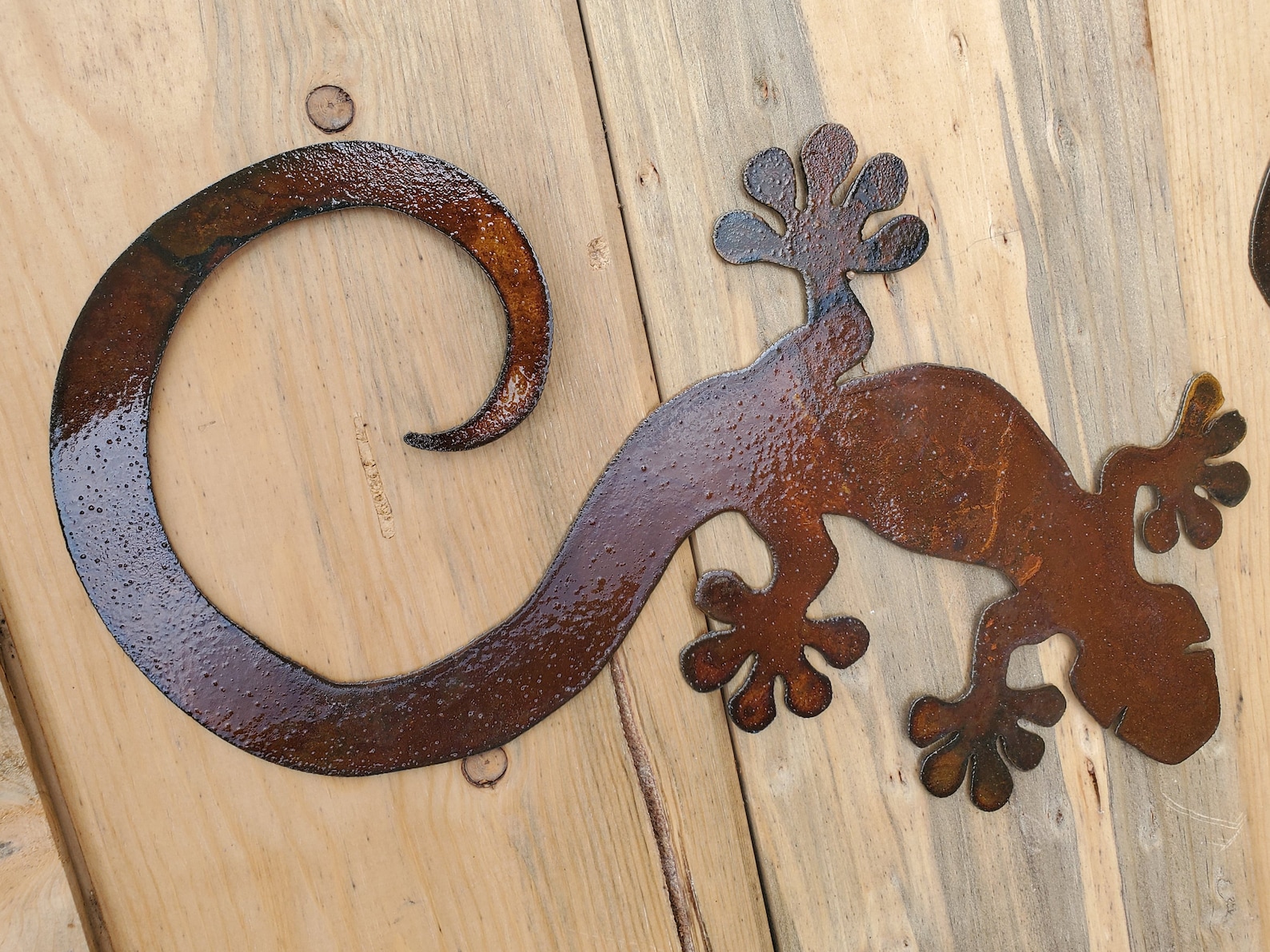 Iron Gecko Lizard Metal Wall Art Cactus Garden Decor Flat Etsy