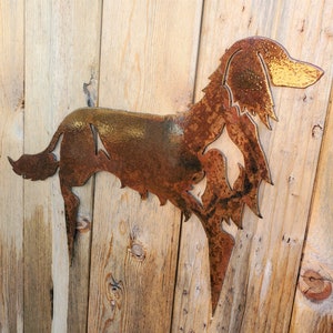 Iron Dachshund on Stakes | Metal Yard Art ~ Rusted Garden Decor Rustic Wiener Dog Puppy Hound Outdoor Fishing Hunting