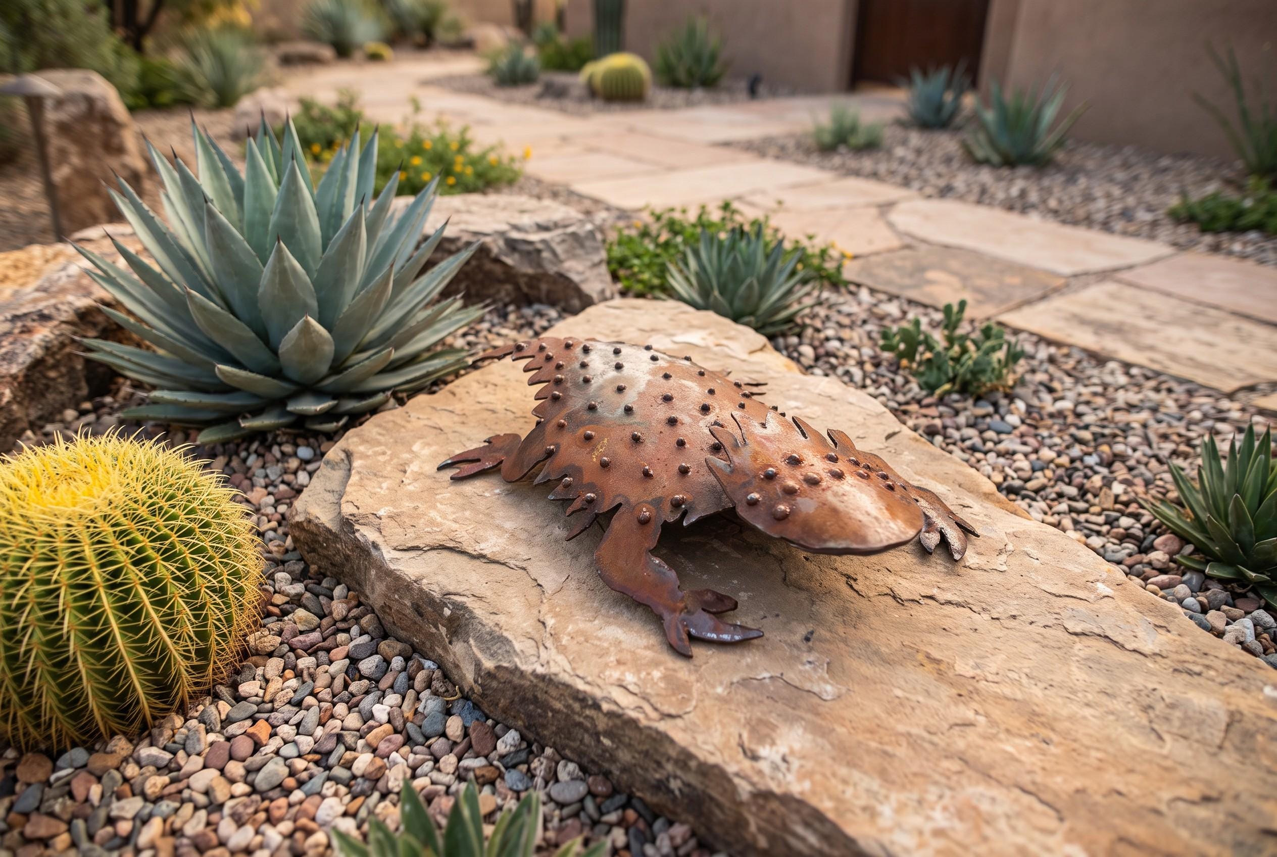 Rusted Steel Horned Lizard Sculpture, Southwest Desert Yard Art - Etsy
