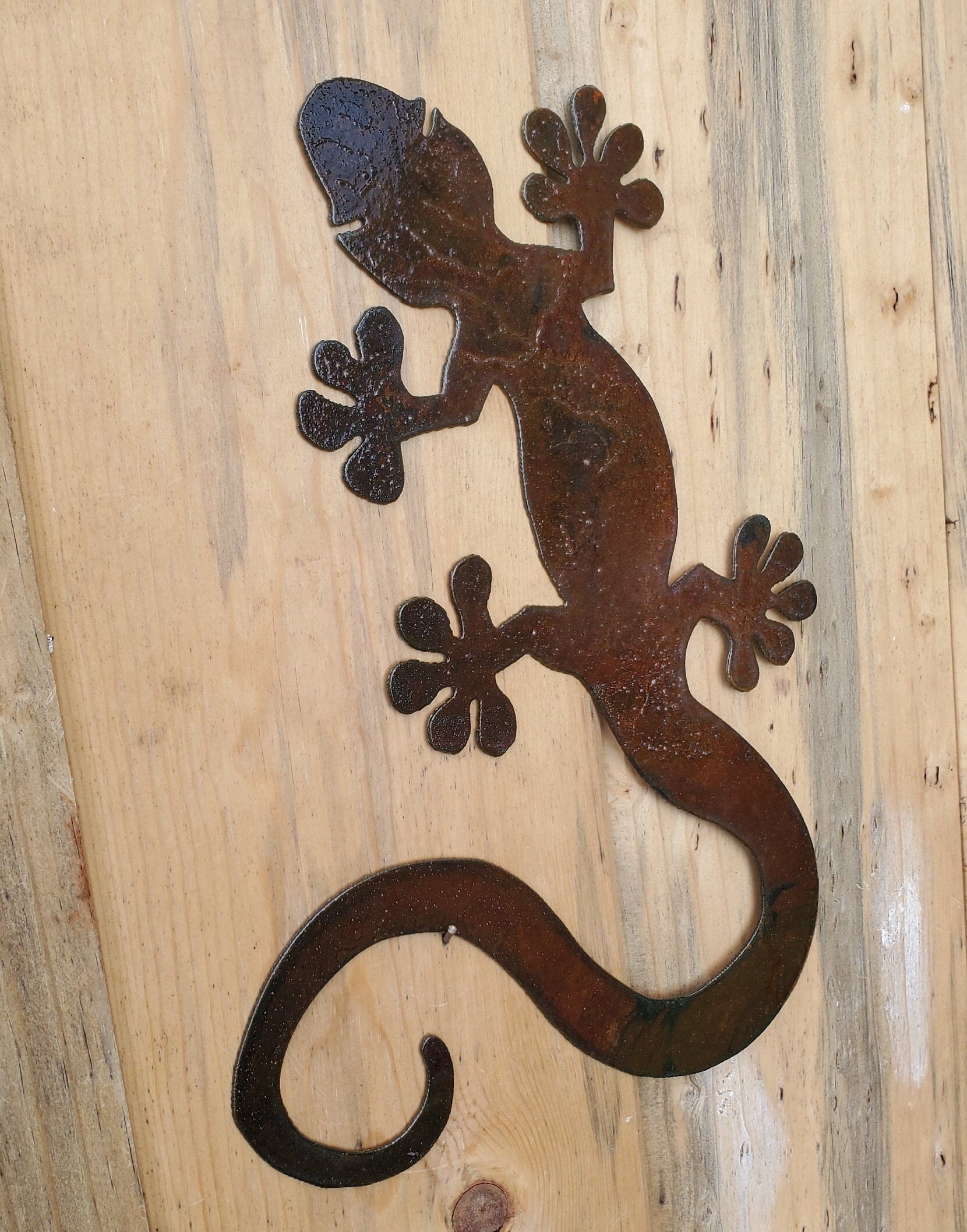 Iron Gecko Lizard Metal Wall Art Cactus Garden Decor Flat Etsy UK