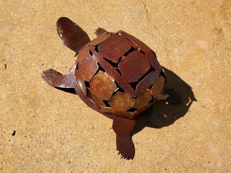 Iron Desert Tortoise Metal Yard Art Garden Gnome Southwest Sonoran Desert Arizona Yard Decor Turtle Shell Cute Reptile Indoor Outdoor image 7