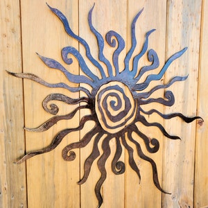 Iron Sun Spiral Metal Wall Art Kokopelli Flat Wall-Mounted Rusted Southwest Sonoran Desert Arizona Yard Decor Rustic Mexican Sol image 3