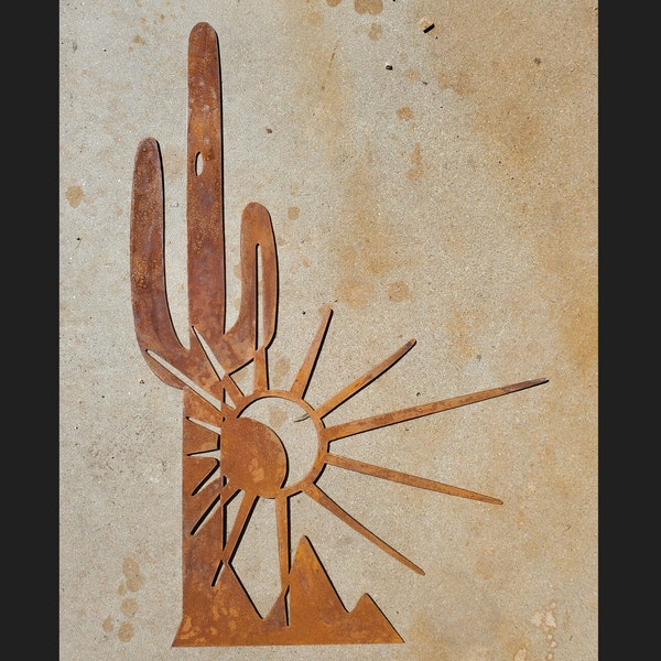 Metal Cactus Yard Art Etsy